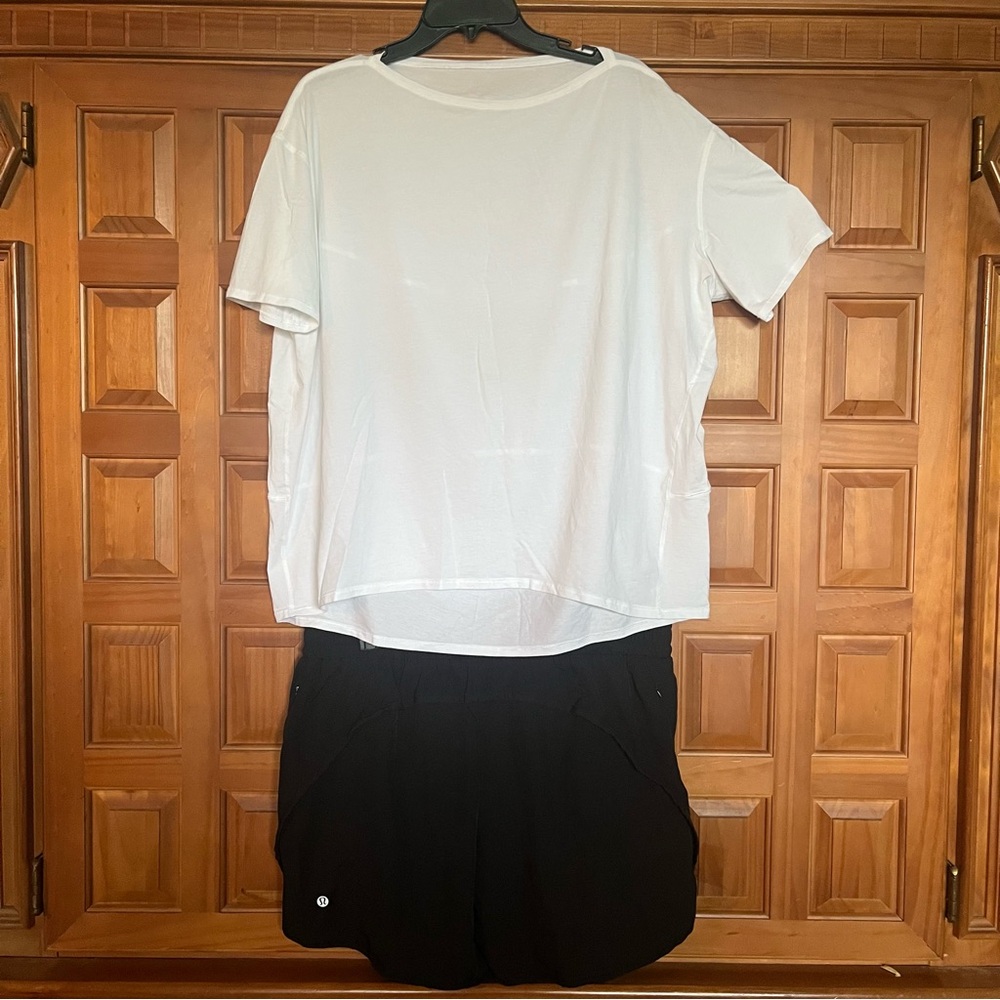 Bundle“Lululemon Athletica  “White Boxy Short Sleeve Tee and NWT Black Shors